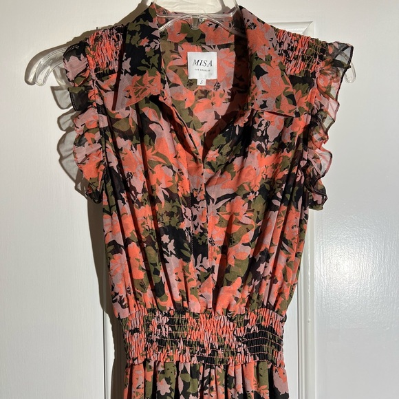 Misa Los Angeles Dresses & Skirts - MISA Floral Ruffle Sleeve High Low Hem BoHo Dress